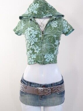 💙2/$8💙 Gap Y2K Coconut Girl Hibiscus Cropped Hoodie